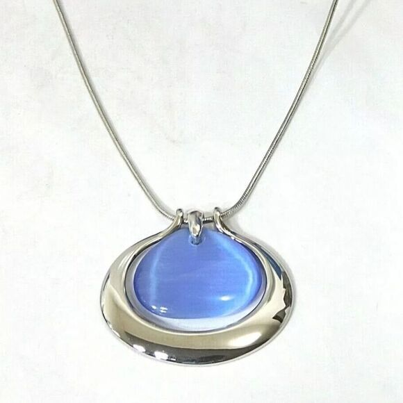 Lia Sophia Pendant Necklace, BLUE Cat's Eye, 18-21", NWOT - Picture 7 of 8